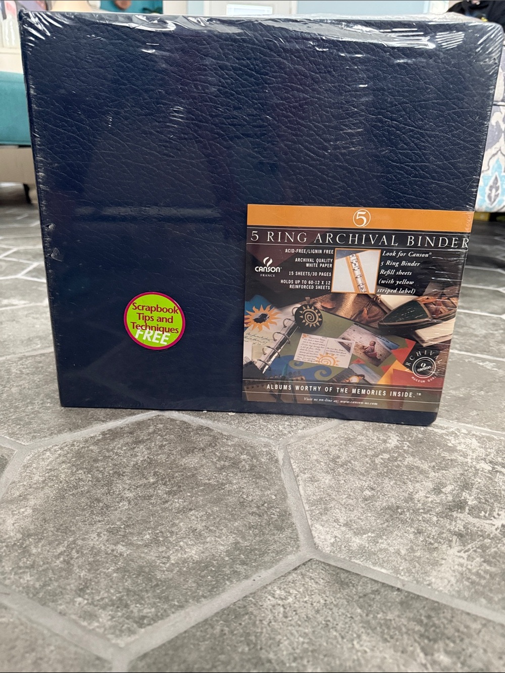 Canson Giant Archival Binder Navy Pebble Texture Hardcover 5-Ring Photo Album